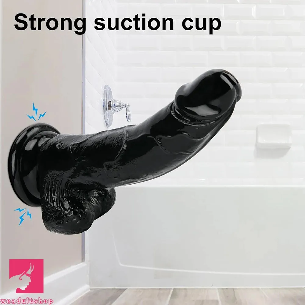 7.87in Black Skin Feeling Dildo Woman Man Suction Cup Anus Expander