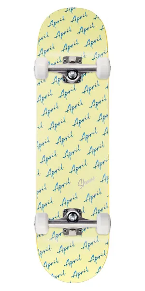 April Shane Script Logo Skateboard Complete - Yellow - 8.125"