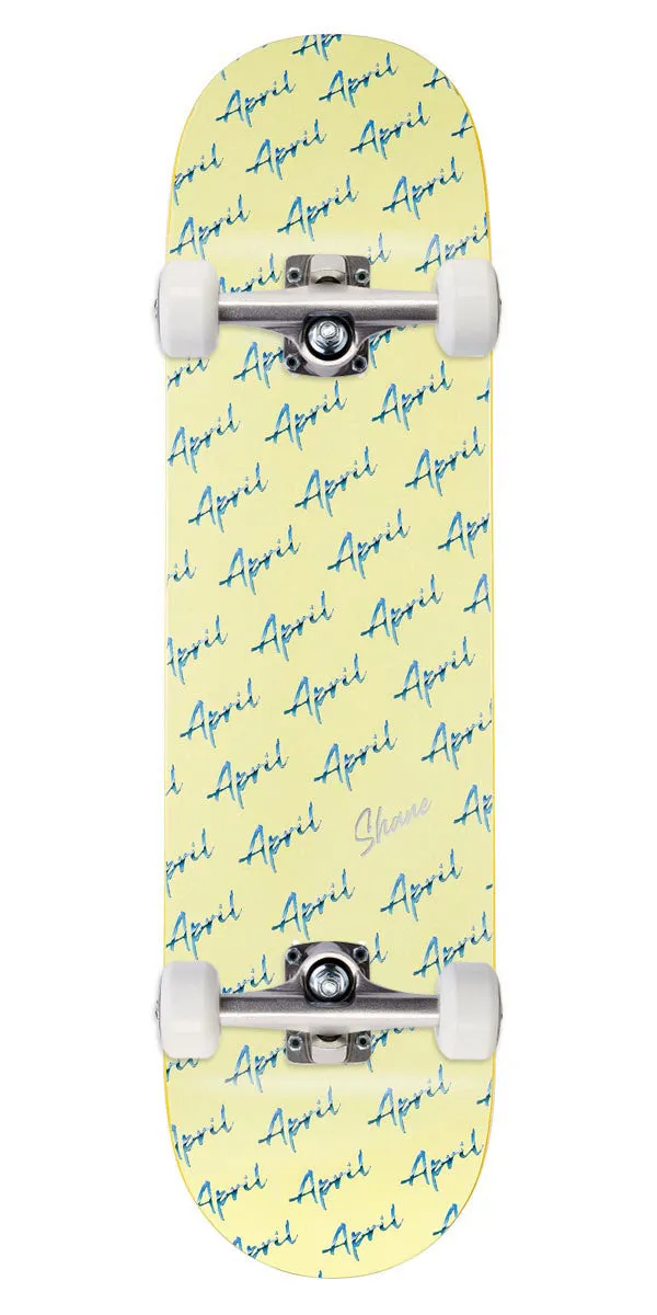 April Shane Script Logo Skateboard Complete - Yellow - 8.125"