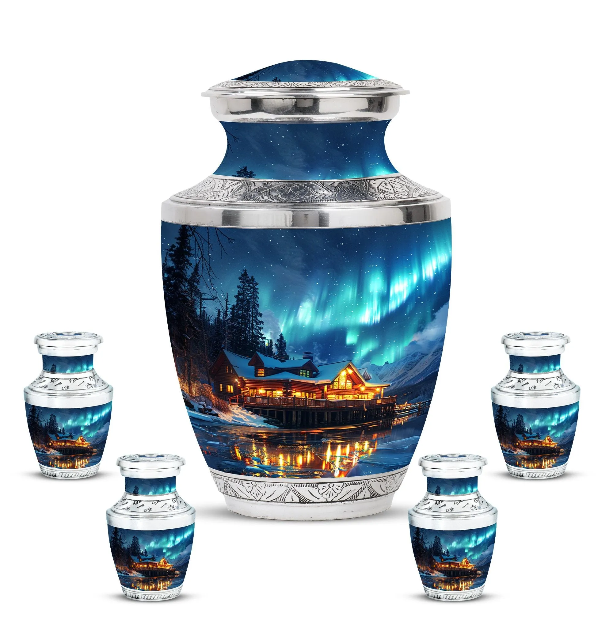 Aurora Borealis Cremation Adult Size Urns Memorial & Funeral Urn
