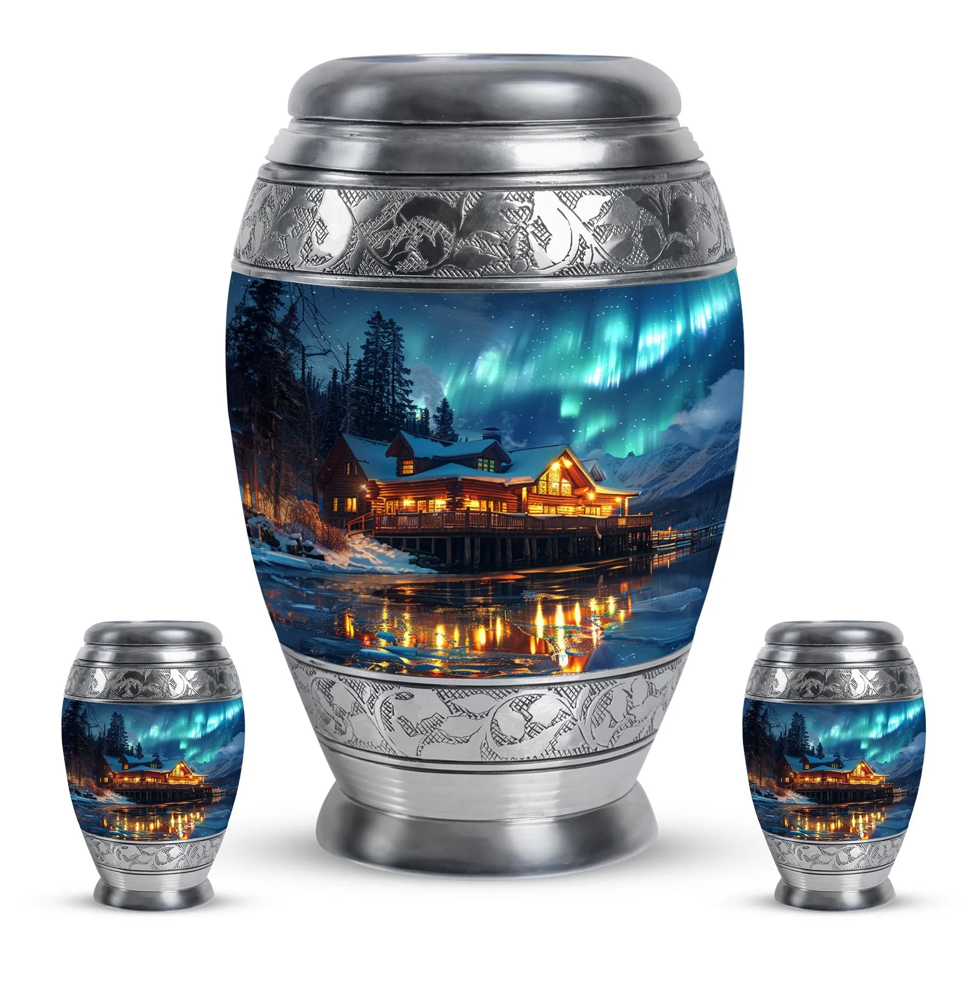 Aurora Borealis Cremation Adult Size Urns Memorial & Funeral Urn