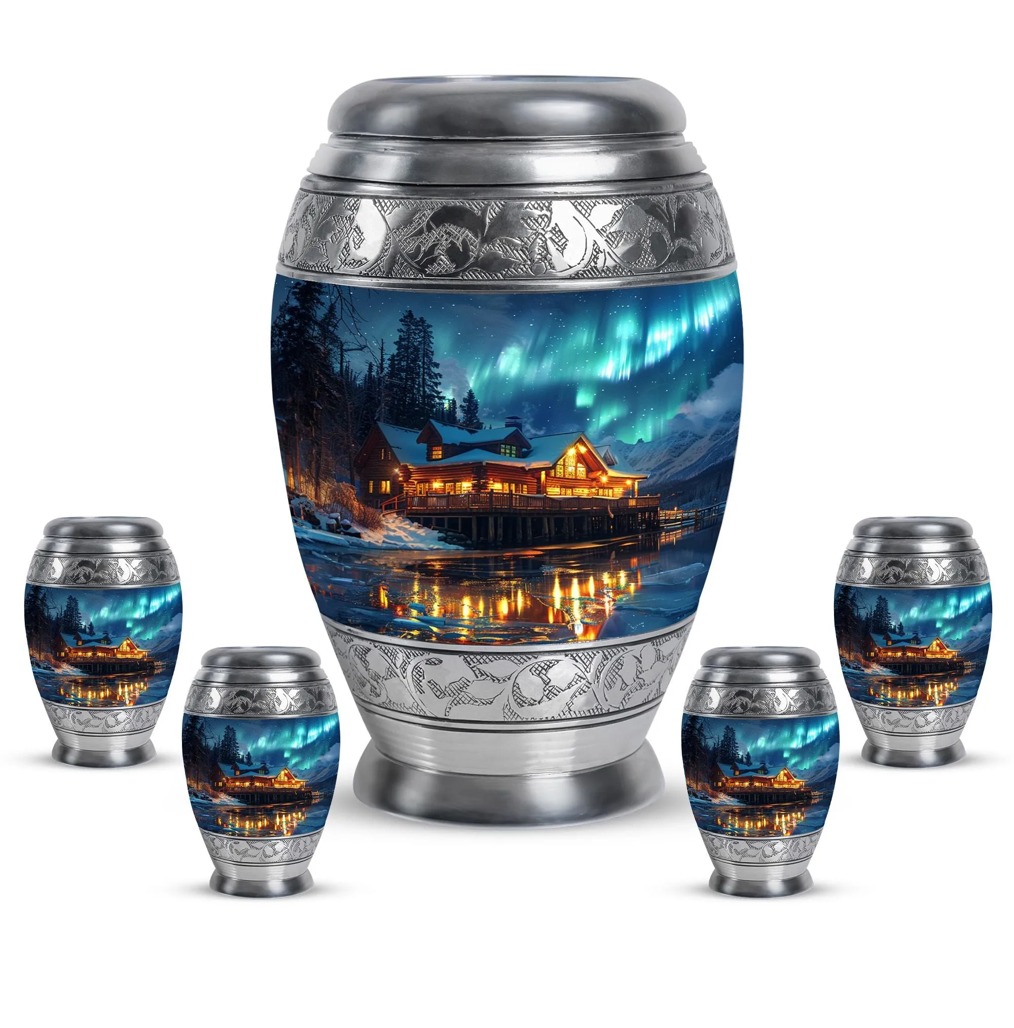 Aurora Borealis Cremation Adult Size Urns Memorial & Funeral Urn