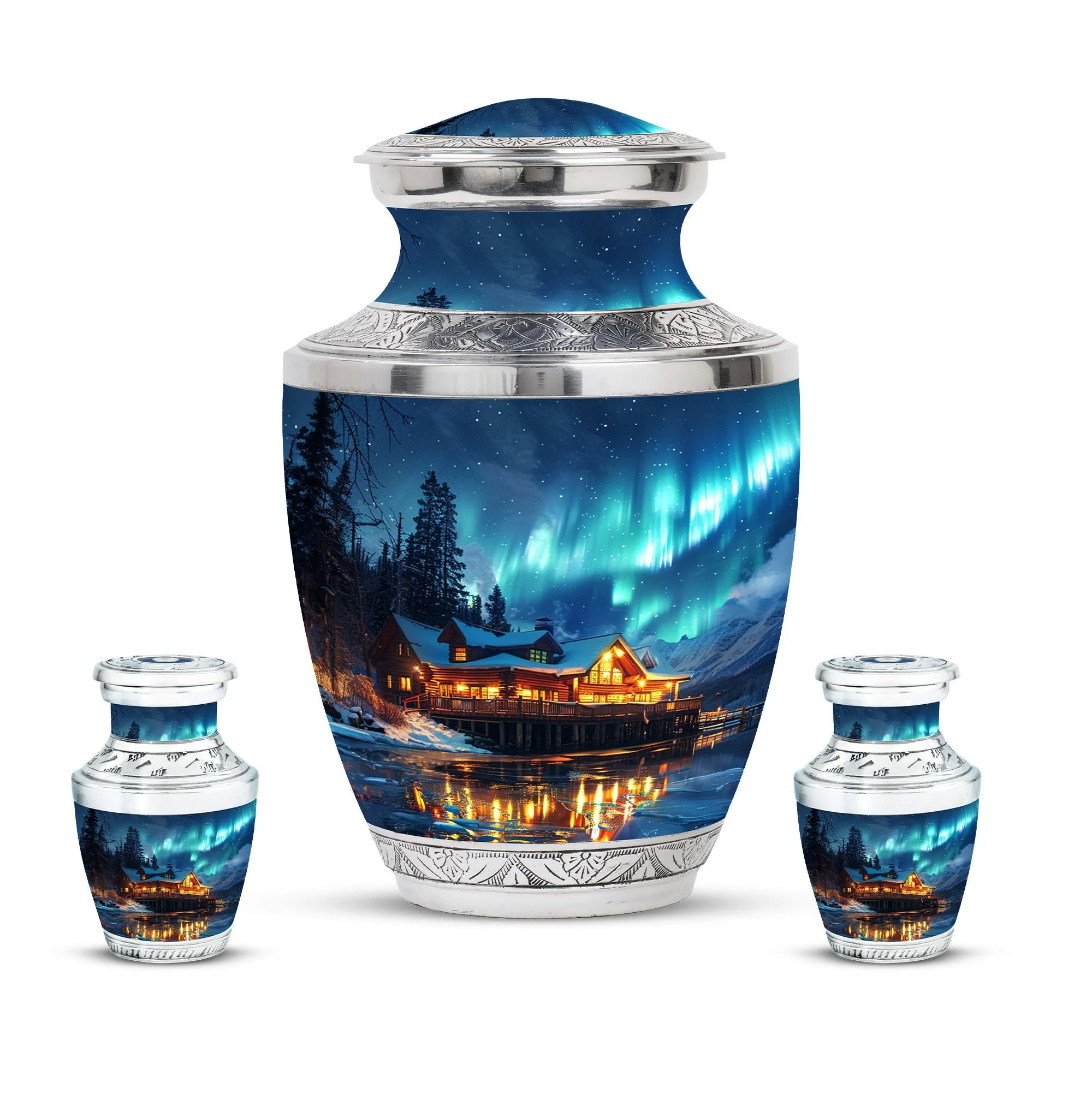 Aurora Borealis Cremation Adult Size Urns Memorial & Funeral Urn