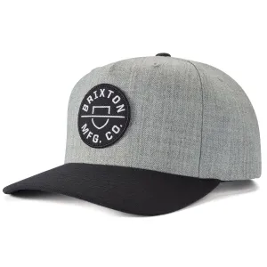 Brixton Crest C Mp Snapback Hat - Heather Grey/Black