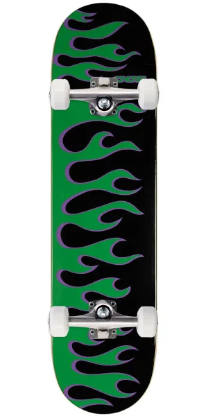 CCS Flames Skateboard Complete - Black/Green - 8.125"