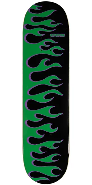 CCS Flames Skateboard Deck - Black/Green - 8.125"