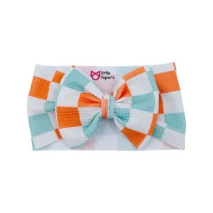 Checkered Mint & Orange Headwrap Mini