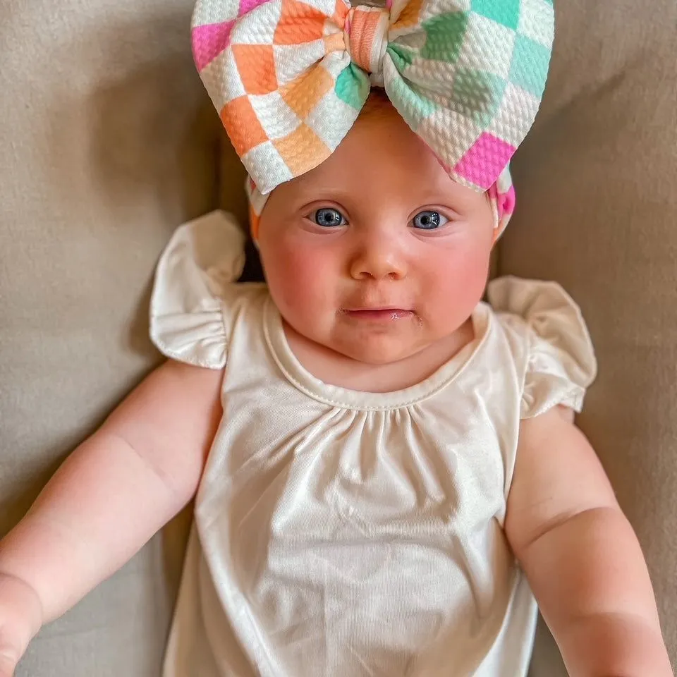 Checkers Mint & Orange Headwrap