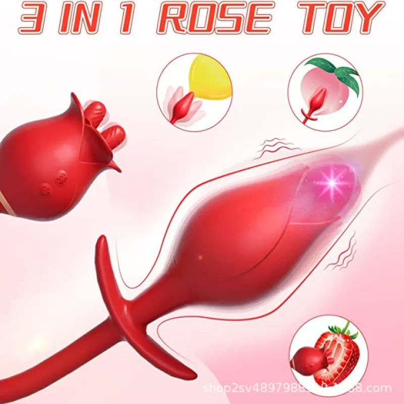 Double End Anal Plug Dilator Clit Clamps Stimulator - 2-in-1 Fantasy Gift Rose Toy