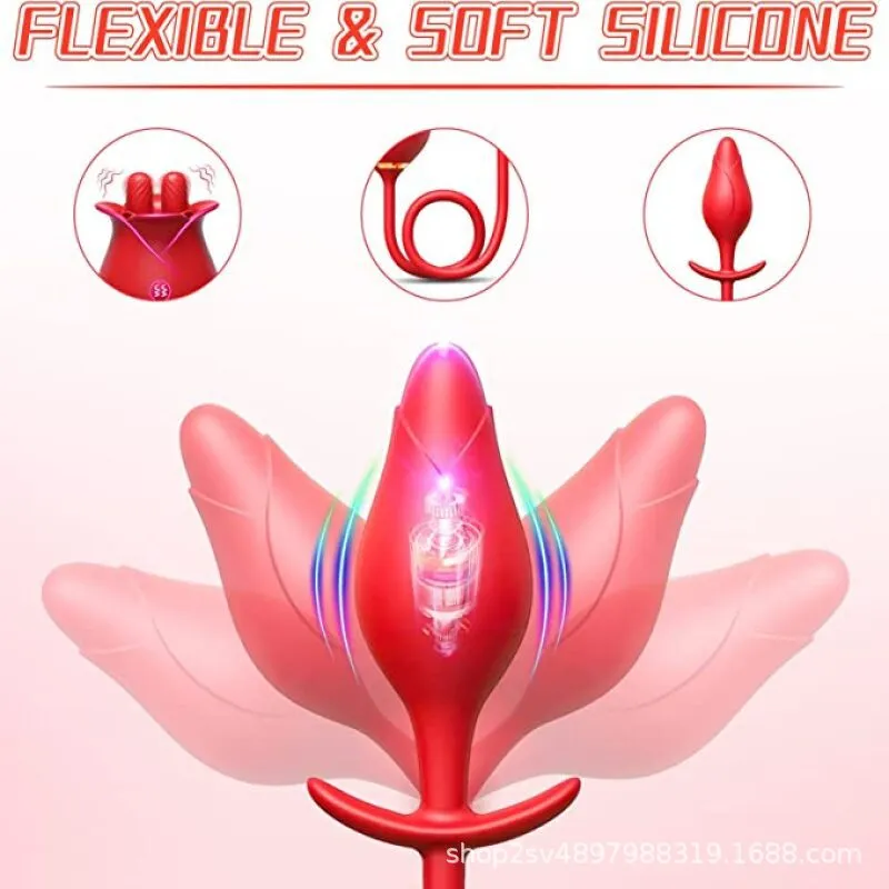 Double End Anal Plug Dilator Clit Clamps Stimulator - 2-in-1 Fantasy Gift Rose Toy