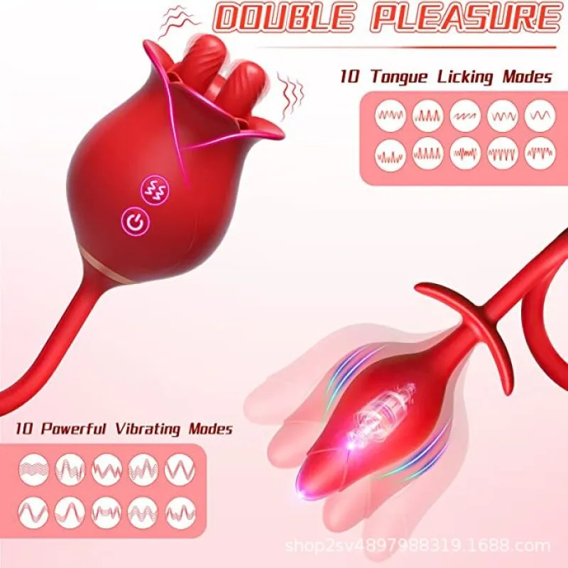 Double End Anal Plug Dilator Clit Clamps Stimulator - 2-in-1 Fantasy Gift Rose Toy