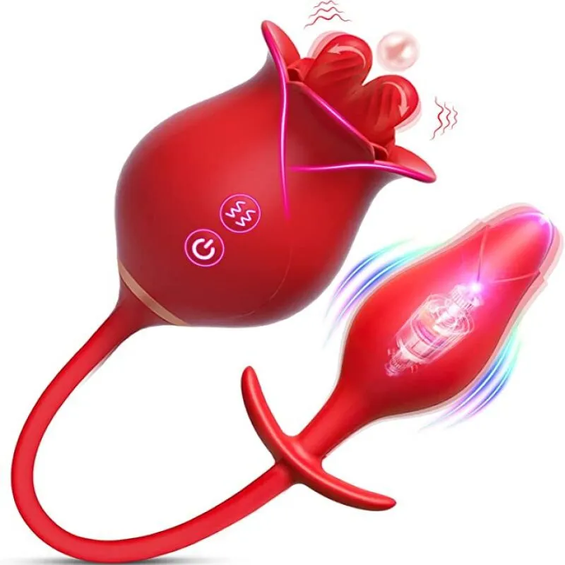 Double End Anal Plug Dilator Clit Clamps Stimulator - 2-in-1 Fantasy Gift Rose Toy