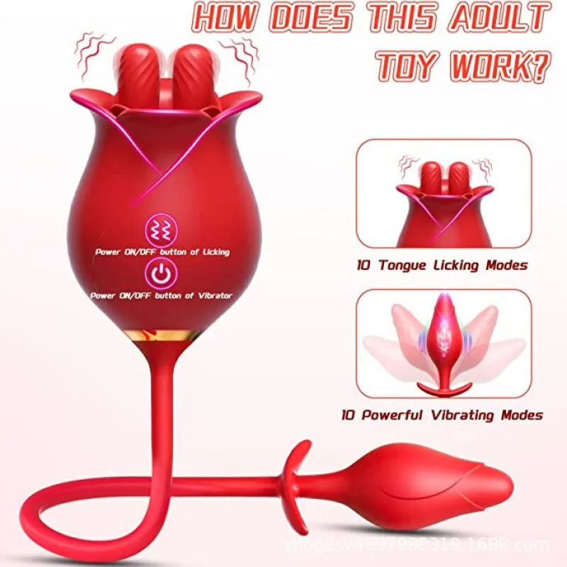 Double End Anal Plug Dilator Clit Clamps Stimulator - 2-in-1 Fantasy Gift Rose Toy