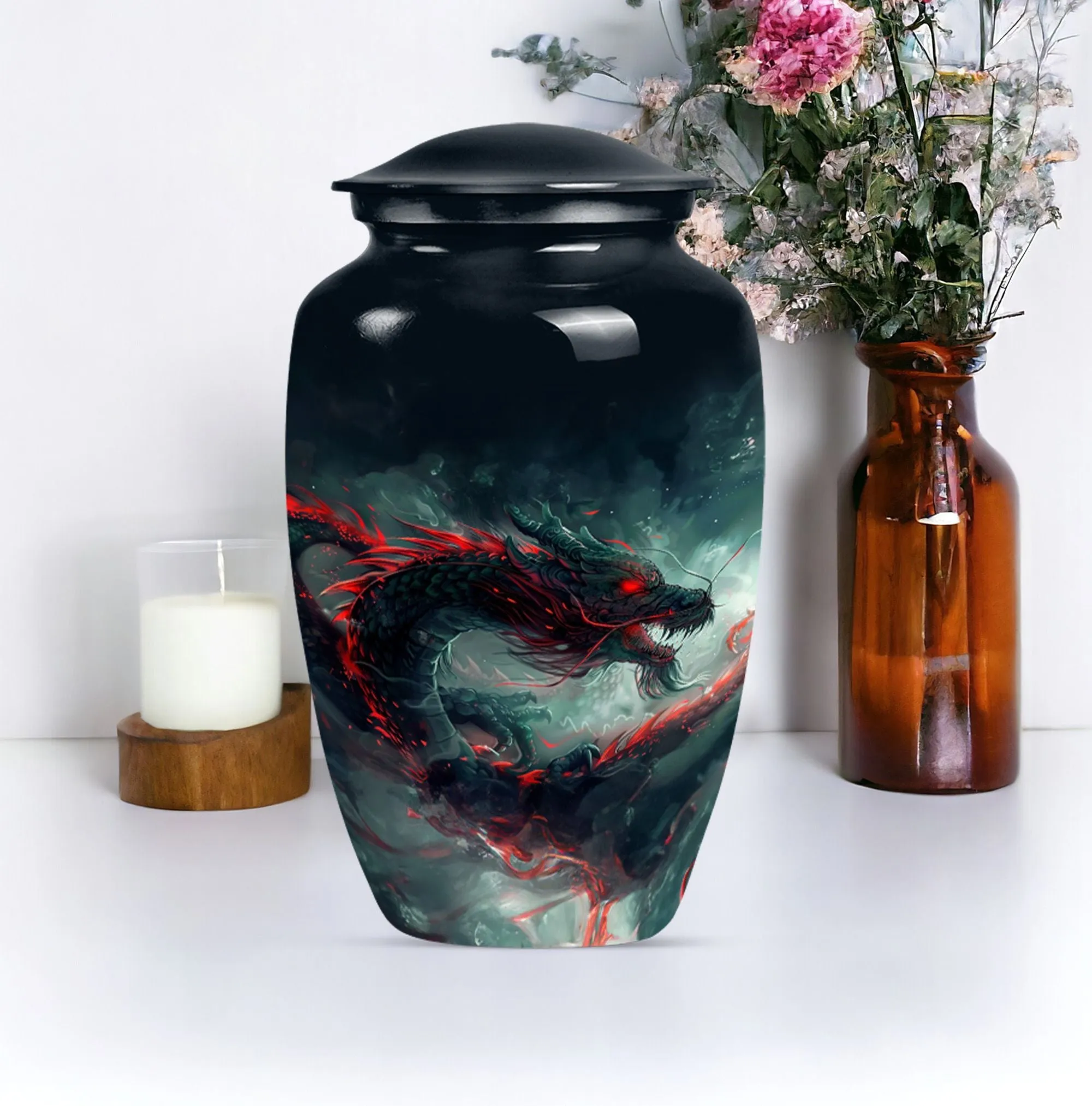 Graceful Dragon Tribute - Elegant Cremation Urn for Women