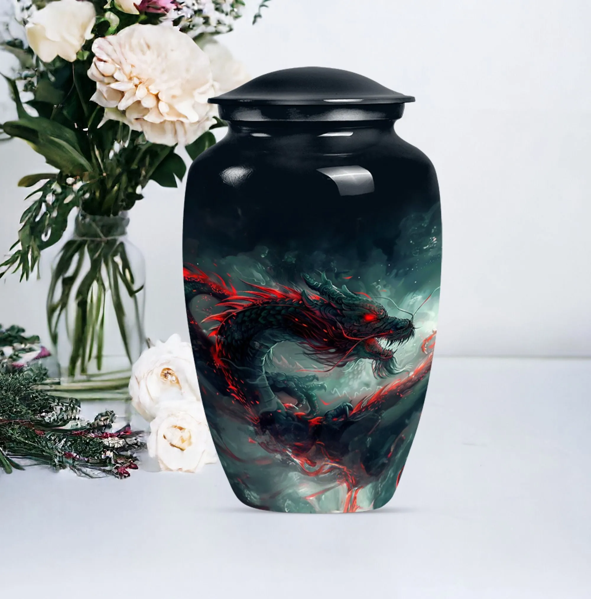 Graceful Dragon Tribute - Elegant Cremation Urn for Women