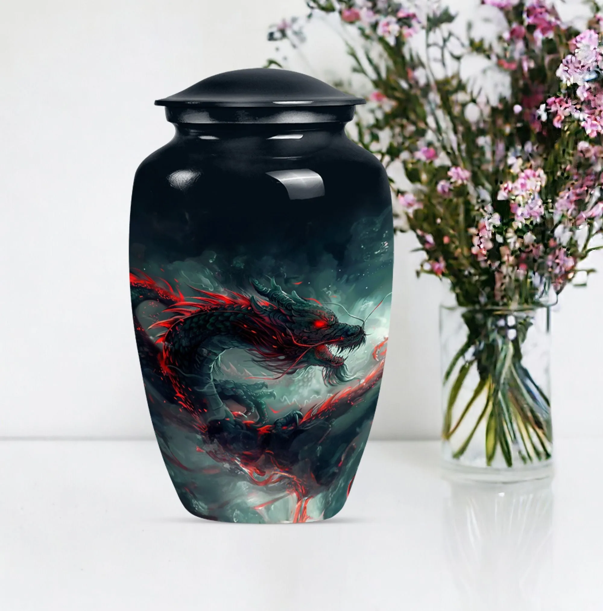 Graceful Dragon Tribute - Elegant Cremation Urn for Women