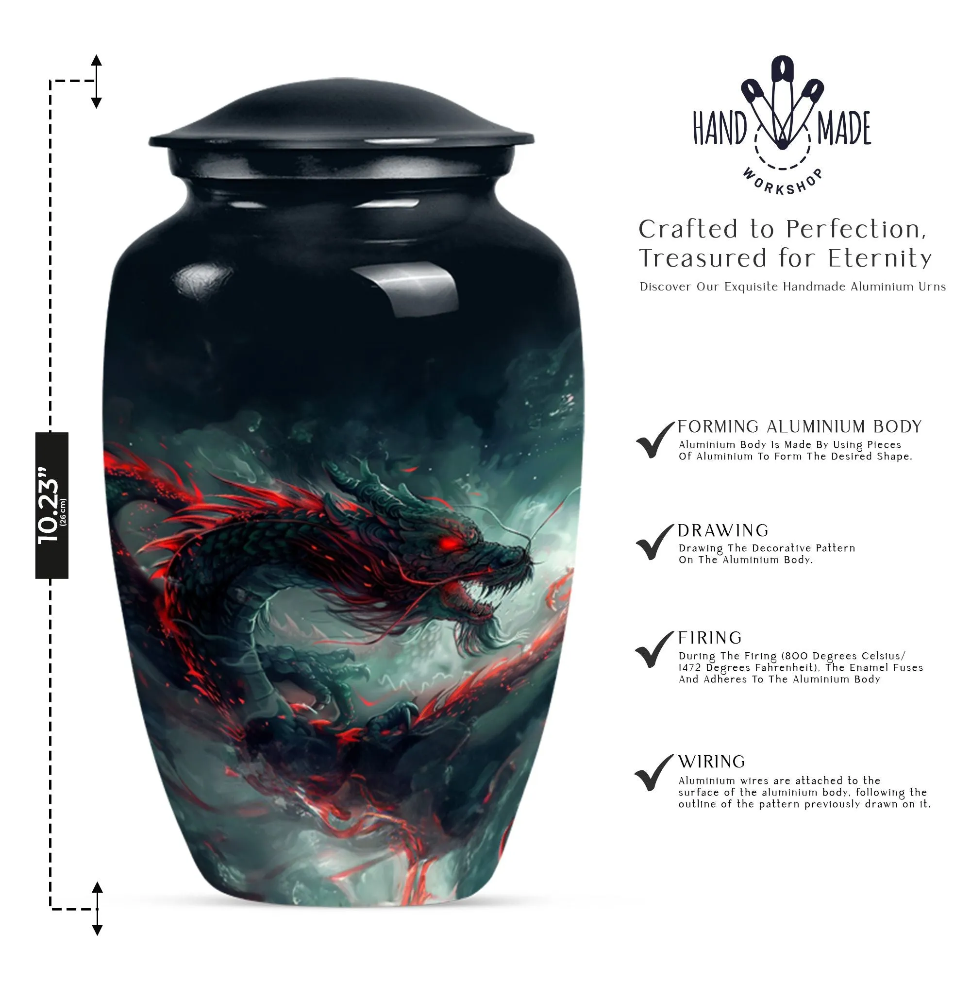 Graceful Dragon Tribute - Elegant Cremation Urn for Women