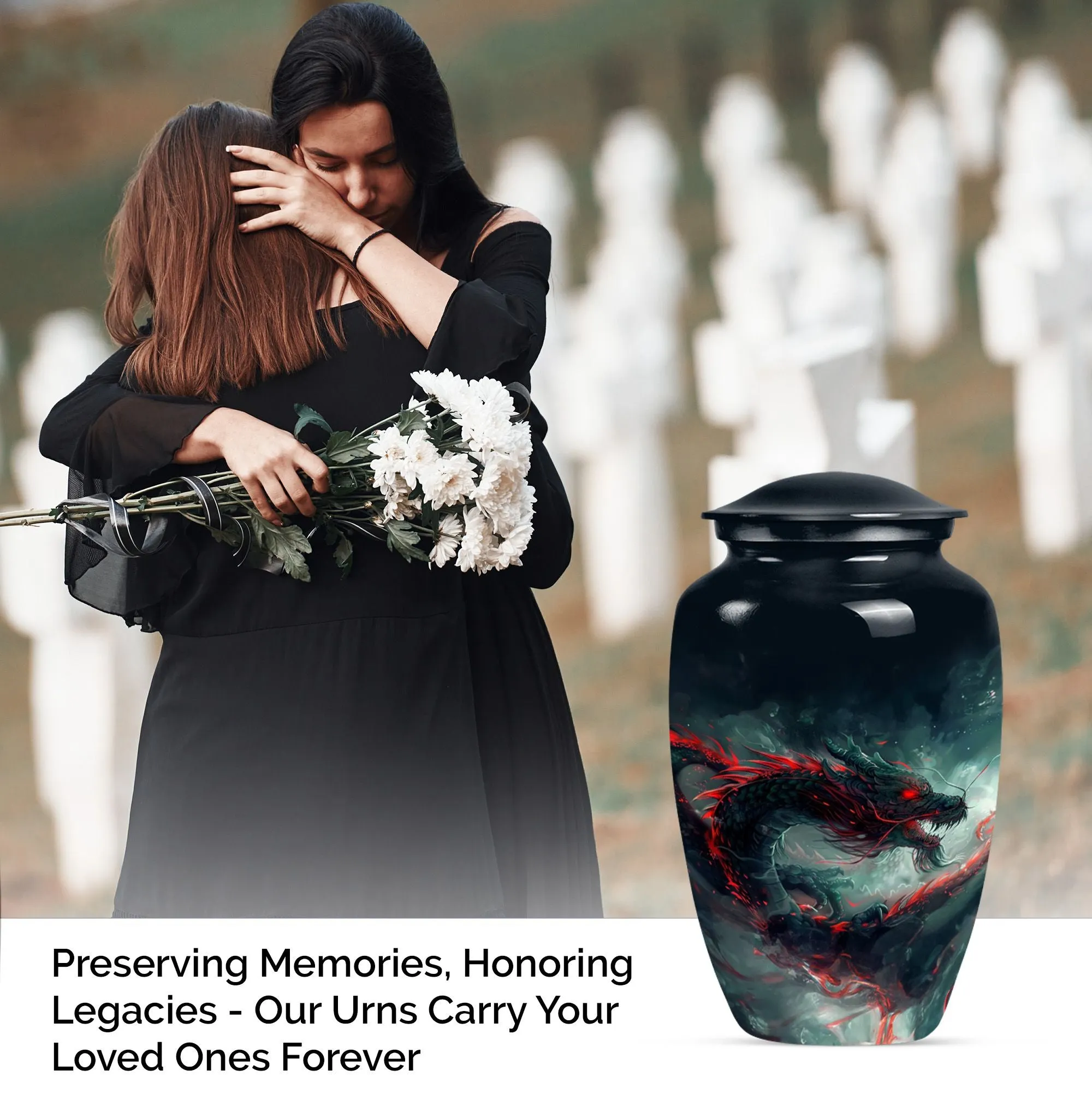 Graceful Dragon Tribute - Elegant Cremation Urn for Women
