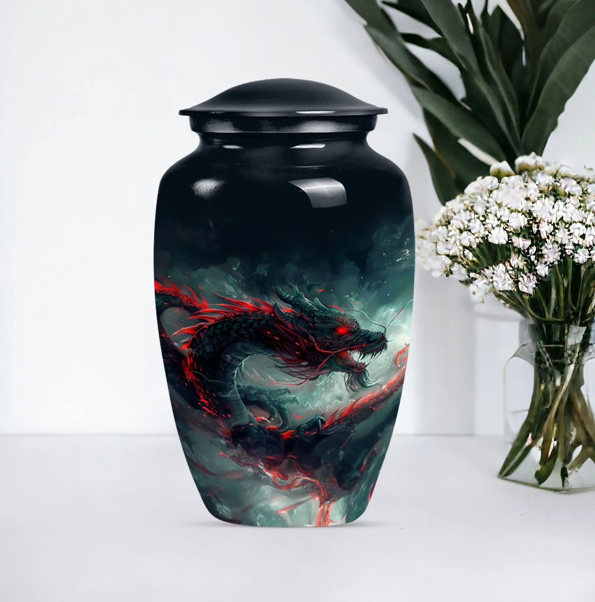 Graceful Dragon Tribute - Elegant Cremation Urn for Women