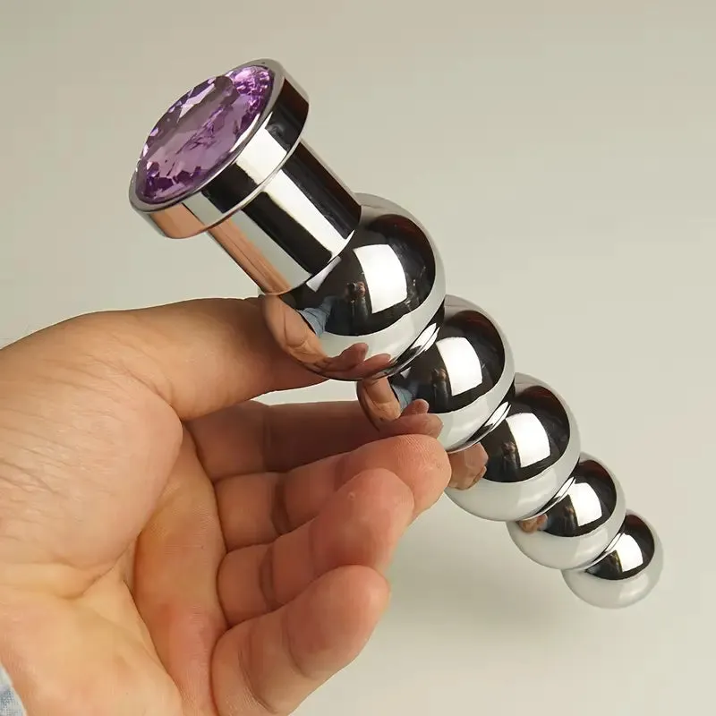 Heavy Duty Metal Anal Plug With 4 Beads Prostate Massage Butt Plug