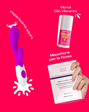 Kit-Trovaunamica: Rabbit. Maschera Vulvare e Olio Vibrante
