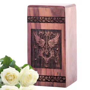 Large Wooden Guitar Urn for Human Ashes Adult, 200 Cubic Inches