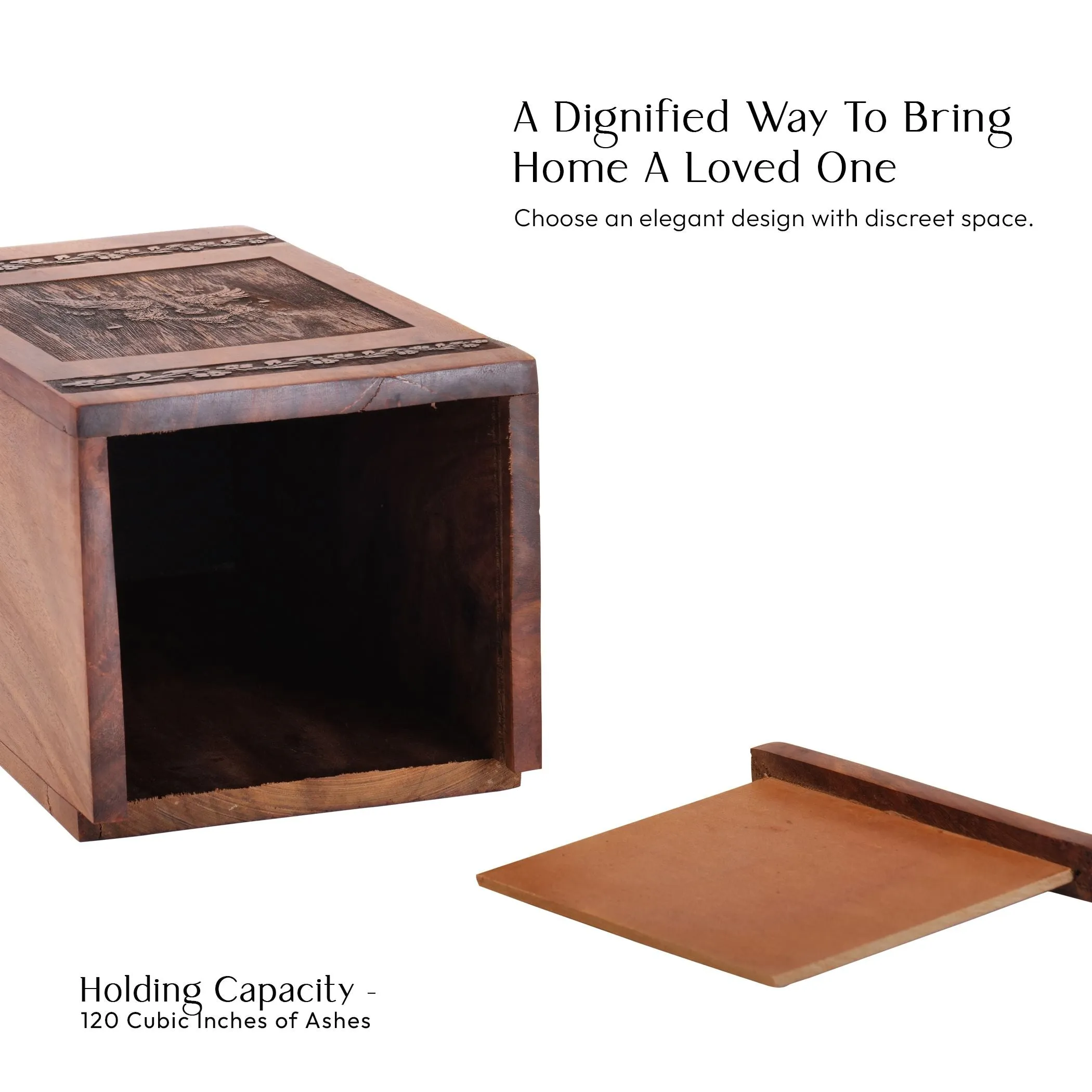 Large Wooden Guitar Urn for Human Ashes Adult, 200 Cubic Inches