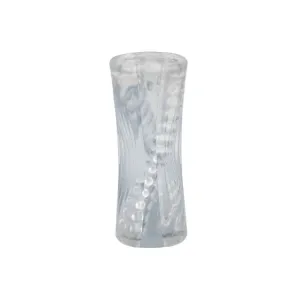 Masturbator dublu CALEXOTICS Cyclone Dual Ribbed Stroker XL. din TPE. cu texturi variate. lungime 24.25 cm. transparent