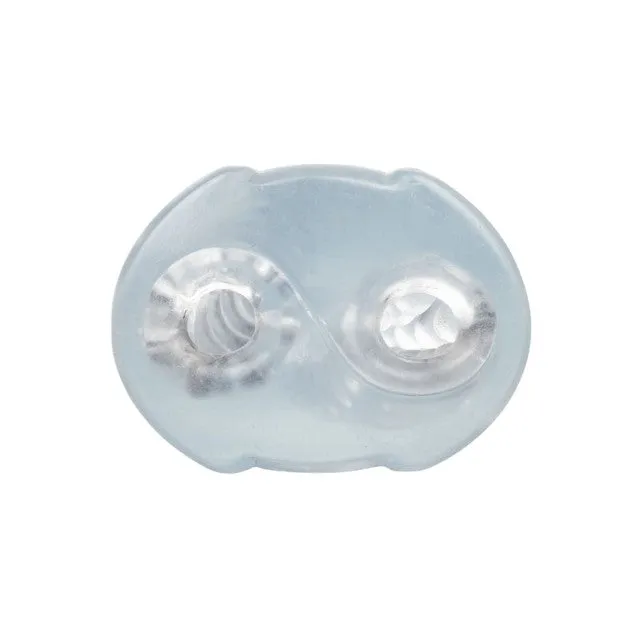 Masturbator dublu CALEXOTICS Cyclone Dual Ribbed Stroker XL. din TPE. cu texturi variate. lungime 24.25 cm. transparent
