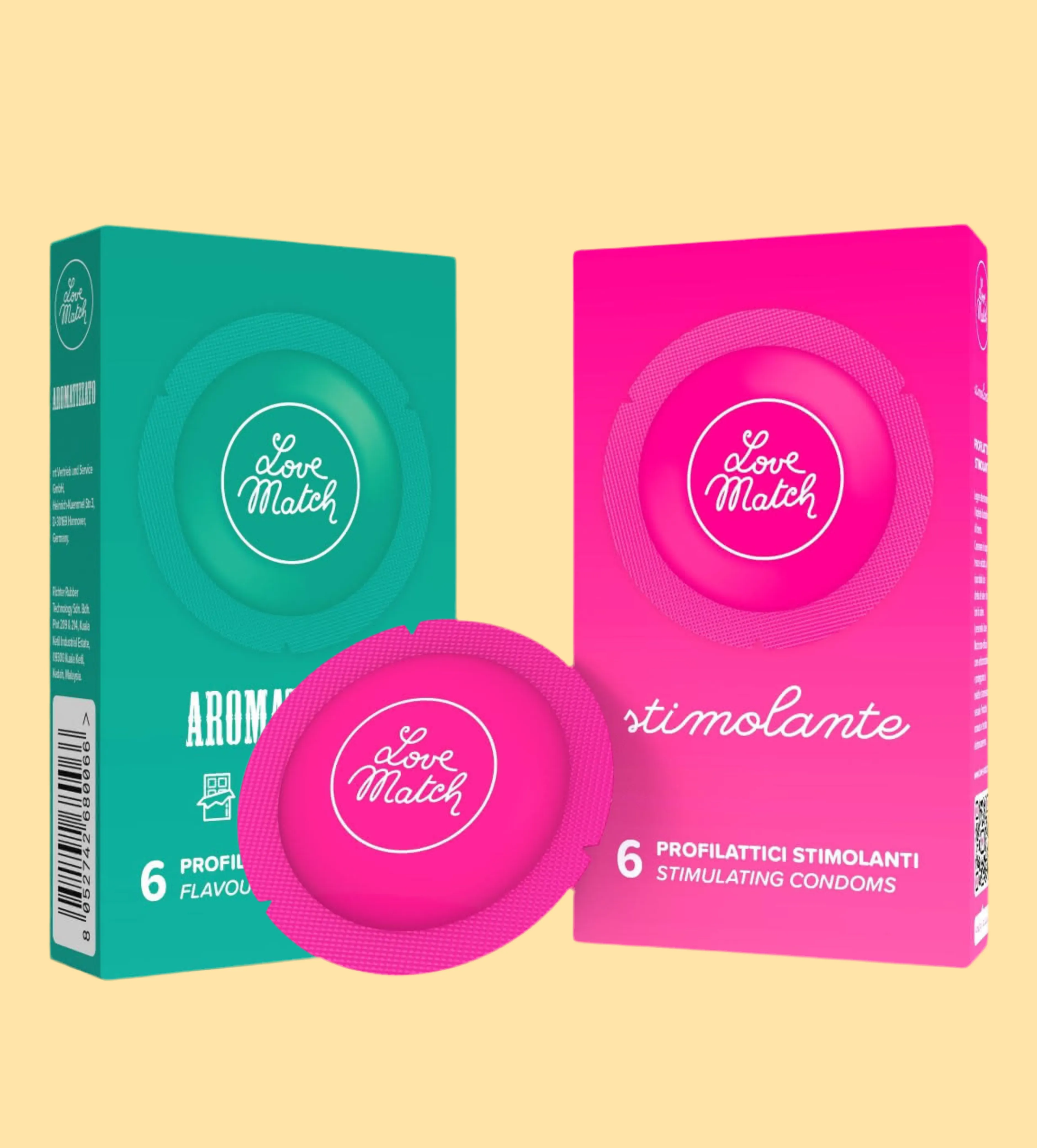 Preservativi Love Match Stimolante   Aromatizzato - 12 pezzi