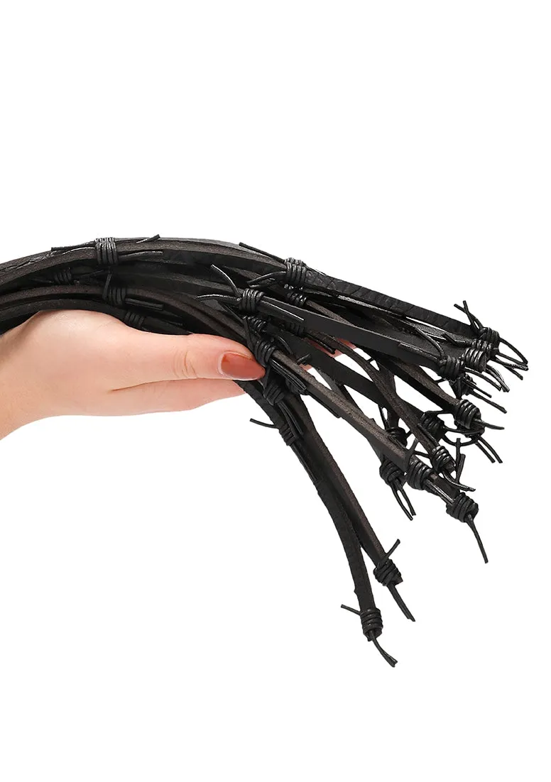 Saddle Leather With Barbed Wire Flogger 30 - Black