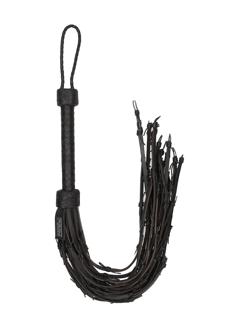 Saddle Leather With Barbed Wire Flogger 30 - Black