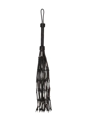 Saddle Leather With Barbed Wire Flogger 30 - Black