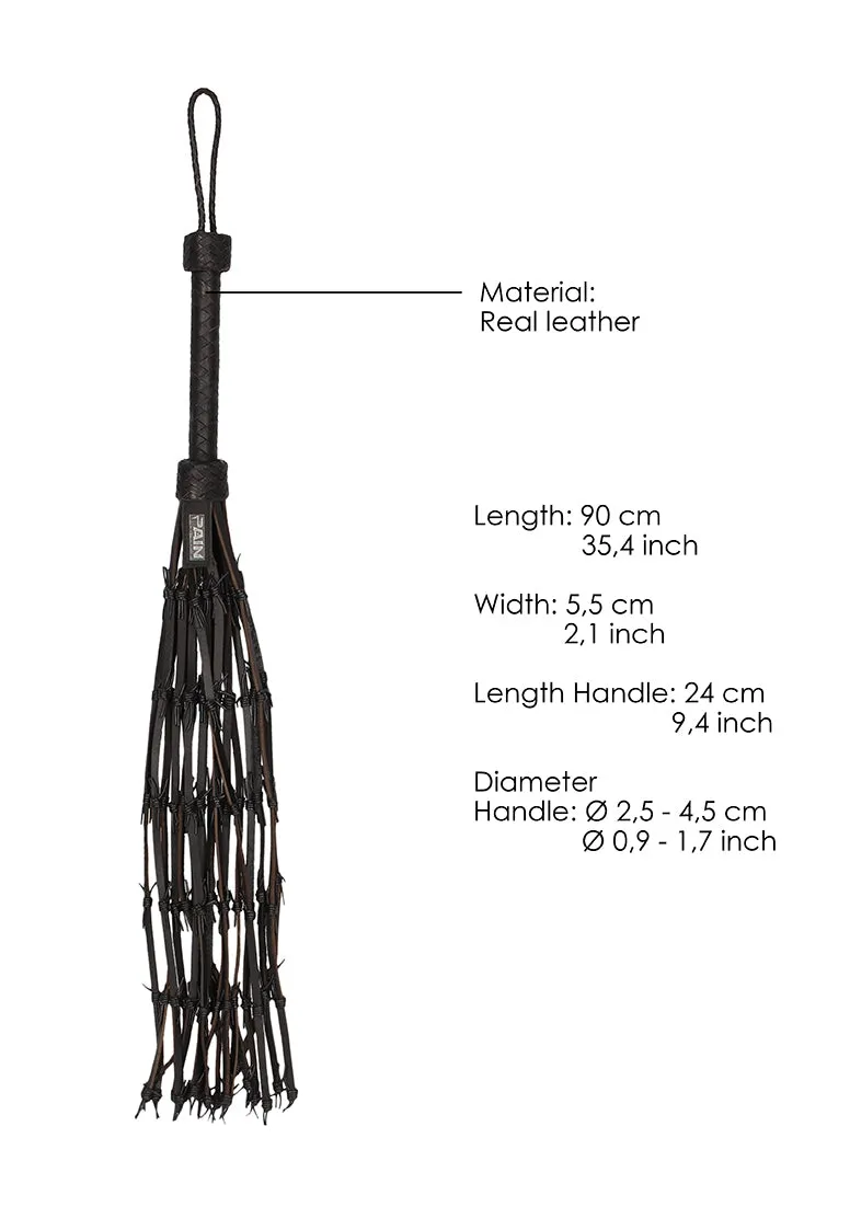 Saddle Leather With Barbed Wire Flogger 30 - Black