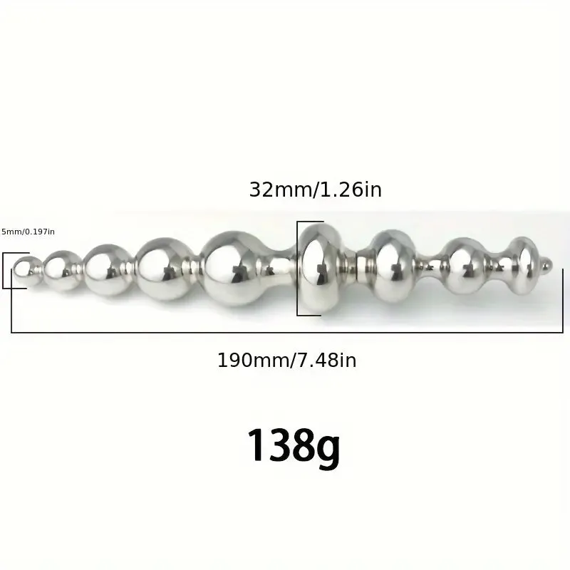 Sleek Metal Dual-Ended Anal Beads Plug Suitable For Both Men Women