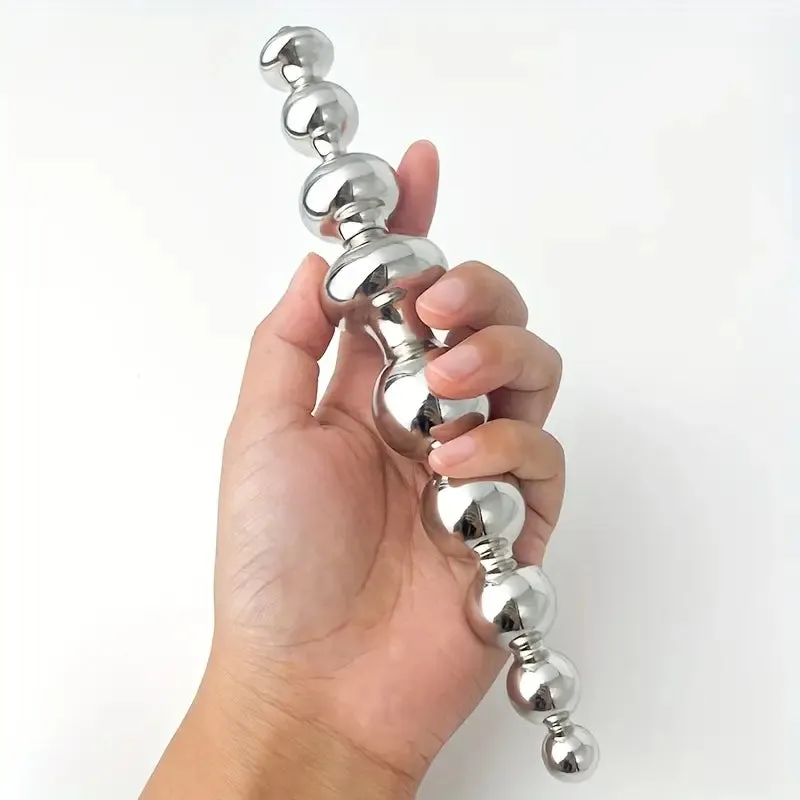 Sleek Metal Dual-Ended Anal Beads Plug Suitable For Both Men Women