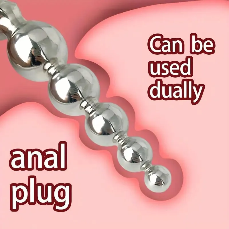 Sleek Metal Dual-Ended Anal Beads Plug Suitable For Both Men Women