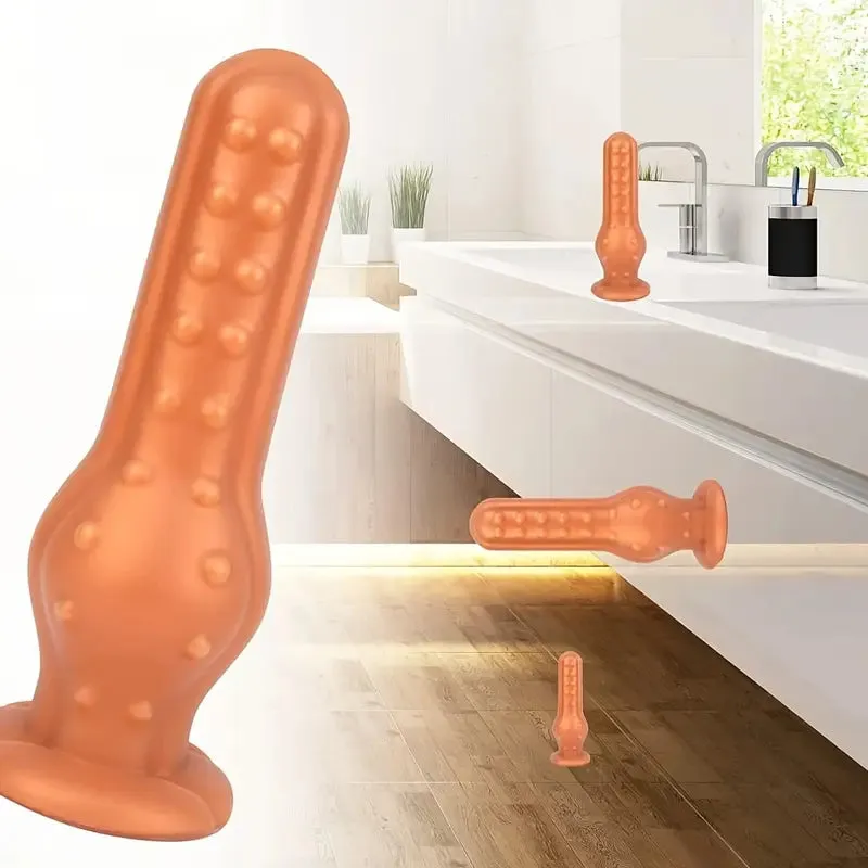 Soft Silicone Butt Plug With Strong Suction Cup Massage Particles For Male