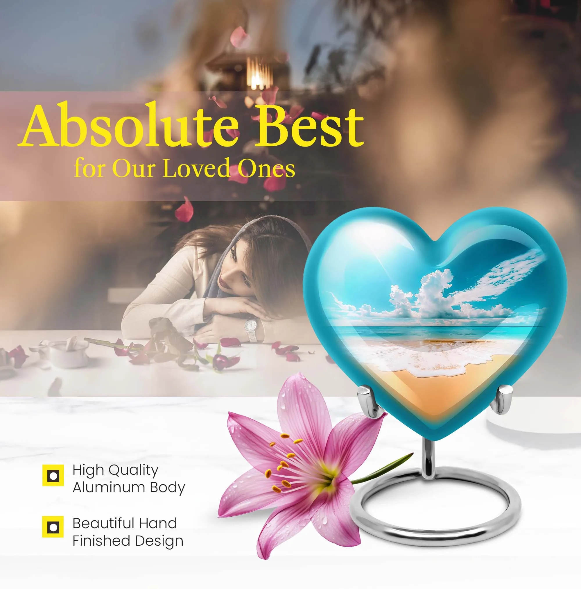 Touch of Serenity, Beach-themed Adult Female Memorial Burial Urn