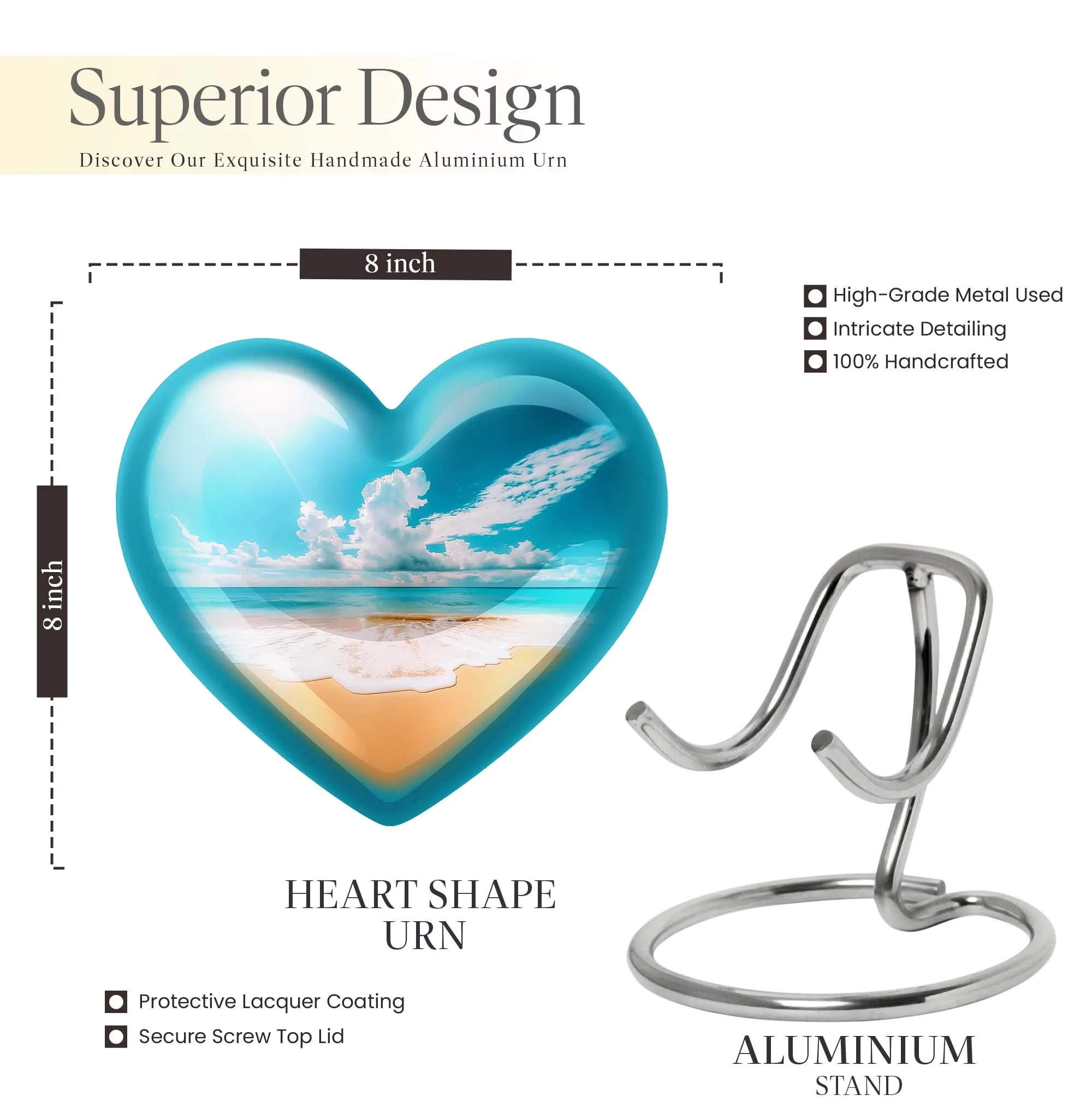 Touch of Serenity, Beach-themed Adult Female Memorial Burial Urn