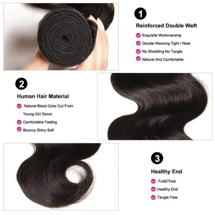 Tuneful 10A Body Wave Human Hair 4 Bundles With 13x4 Lace Frontal 100% Remy Human Hair