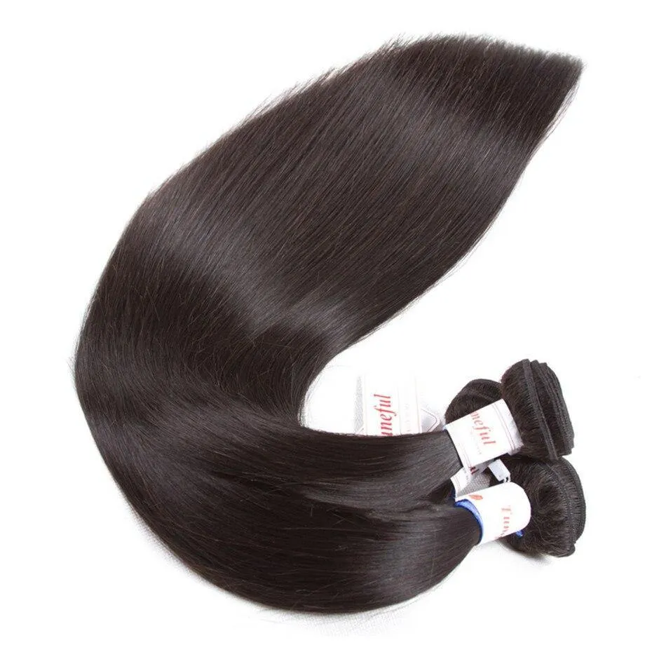 Tuneful 10A Straight Human Hair 3 Bundles With 13x4 Lace Frontal 100% Remy Human Hair