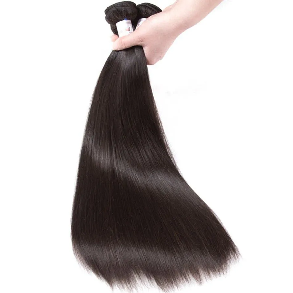 Tuneful 10A Straight Human Hair 3 Bundles With 13x4 Lace Frontal 100% Remy Human Hair