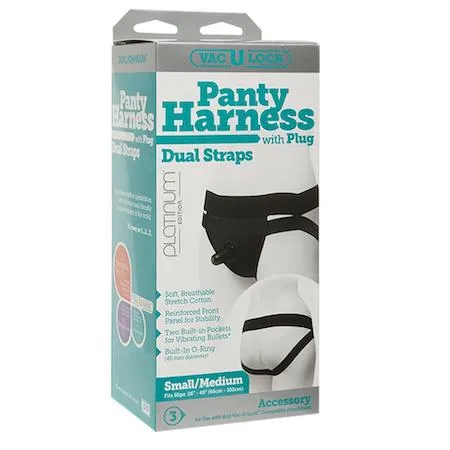 Vac-U-Lock Dual Straps Panty Harness with Plug